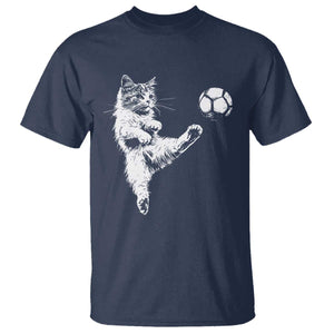 Vintage Sketch Soccer Cat Graphic T Shirt Kitten Kicking Football Sports Lover TS02 Navy Print Your Wear