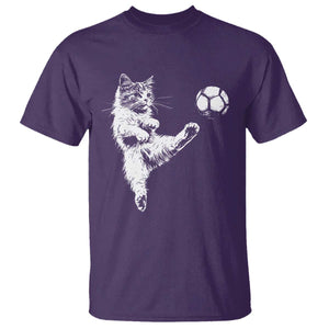 Vintage Sketch Soccer Cat Graphic T Shirt Kitten Kicking Football Sports Lover TS02 Purple Print Your Wear