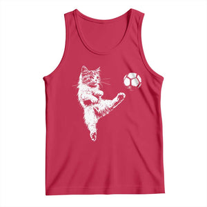 Vintage Sketch Soccer Cat Graphic Tank Top Kitten Kicking Football Sports Lover TS02 Red Print Your Wear