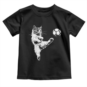 Vintage Sketch Soccer Cat Graphic Toddler T Shirt Kitten Kicking Football Sports Lover