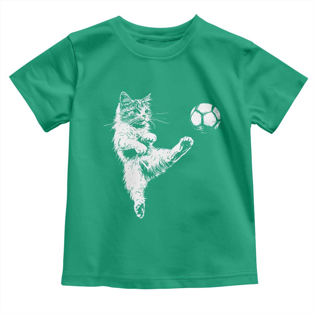 Vintage Sketch Soccer Cat Graphic Toddler T Shirt Kitten Kicking Football Sports Lover