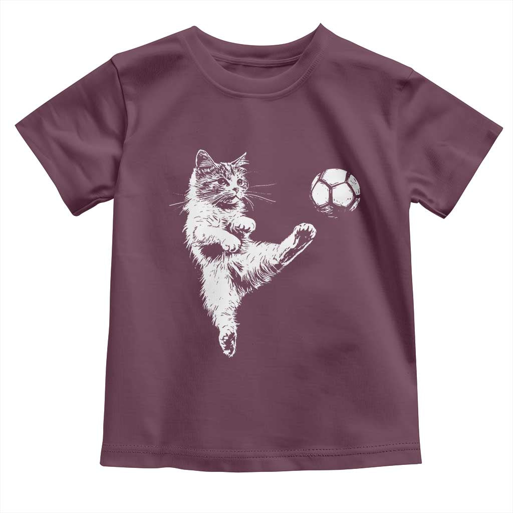 Vintage Sketch Soccer Cat Graphic Toddler T Shirt Kitten Kicking Football Sports Lover