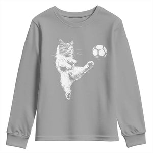 Vintage Sketch Soccer Cat Graphic Youth Sweatshirt Kitten Kicking Football Sports Lover TS02 Sport Gray Print Your Wear