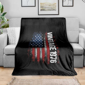 1976 Distressed American Flag Throw Blanket Patriotic 50th Birthday Graphic