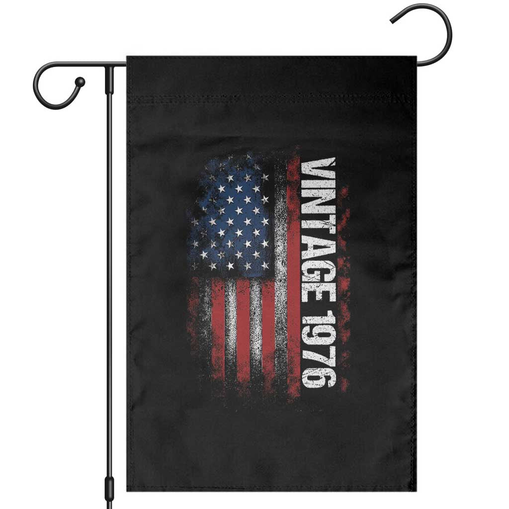 1976 Distressed American Flag Garden Flag Patriotic 50th Birthday Graphic TS02 Black Print Your Wear