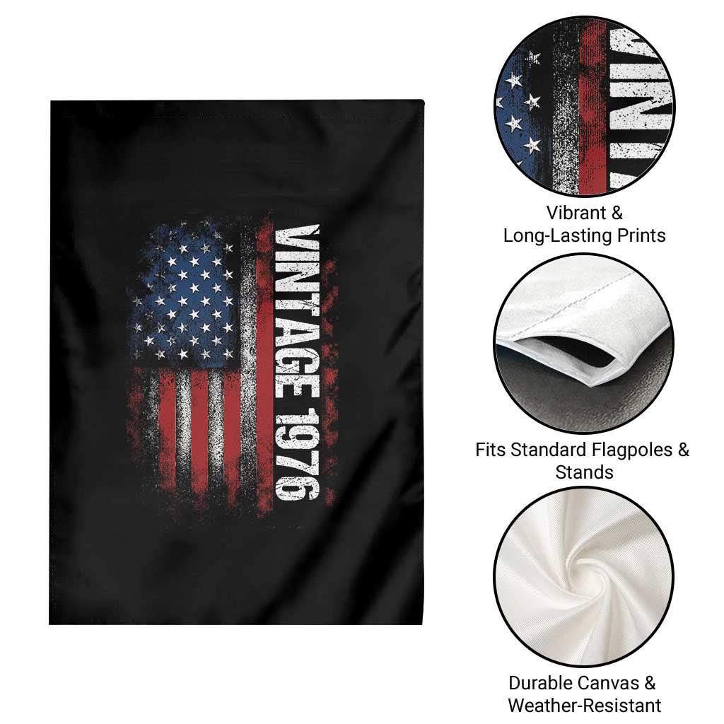 1976 Distressed American Flag Garden Flag Patriotic 50th Birthday Graphic