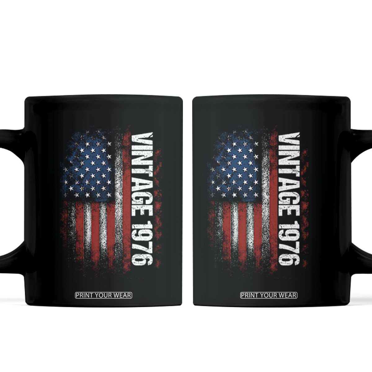 1976 Distressed American Flag Coffee Mug Patriotic 50th Birthday Graphic