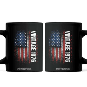 1976 Distressed American Flag Coffee Mug Patriotic 50th Birthday Graphic