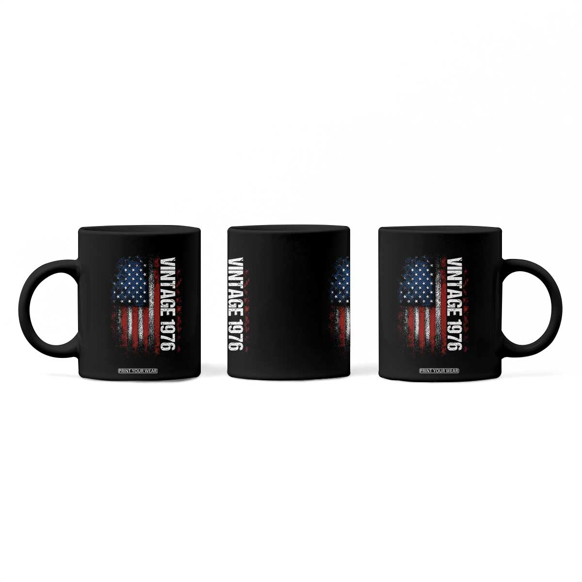 1976 Distressed American Flag Coffee Mug Patriotic 50th Birthday Graphic