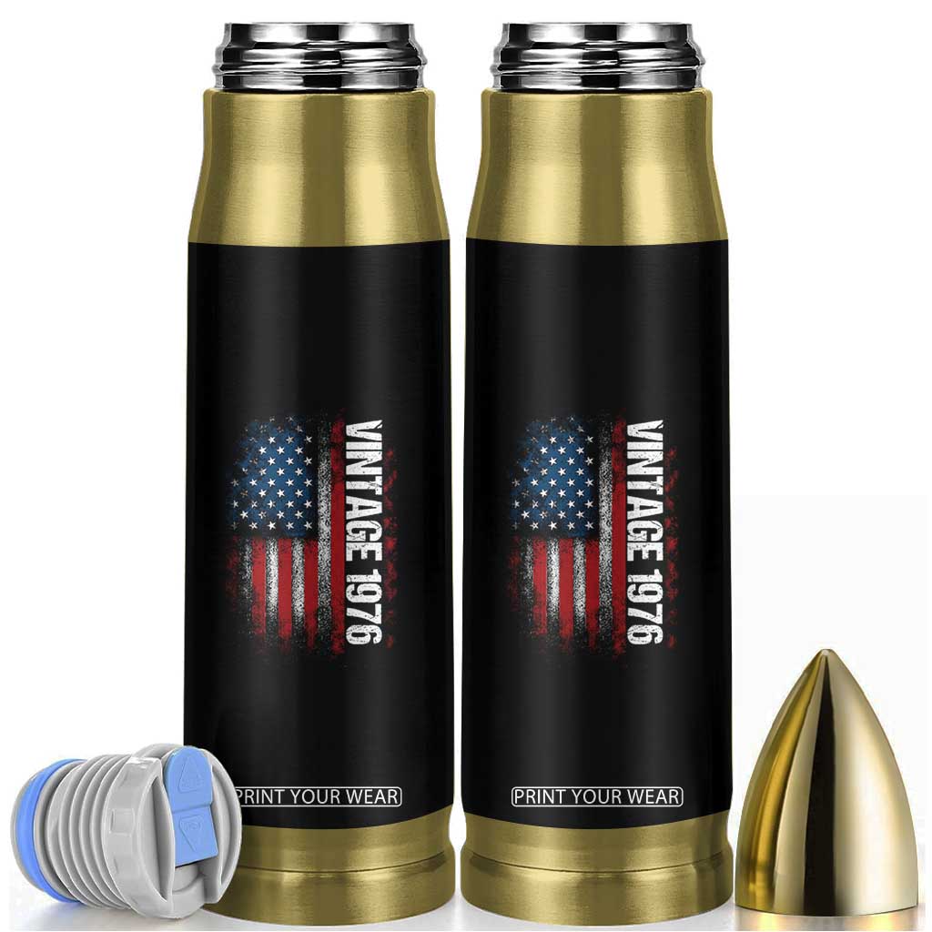 1976 Distressed American Flag Bullet Tumbler Patriotic 50th Birthday Graphic TS02 Black Print Your Wear