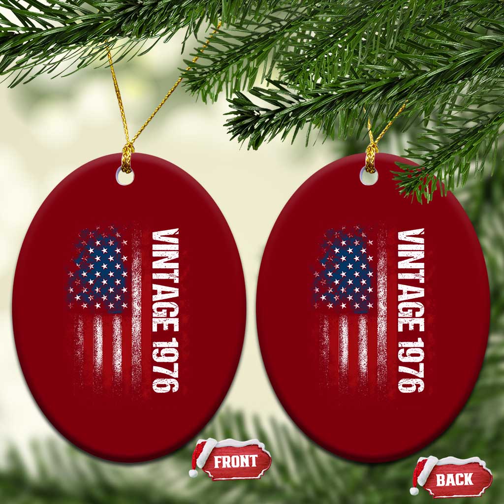 1976 Distressed American Flag Ceramic Ornament Patriotic 50th Birthday Graphic TS02 Print Your Wear