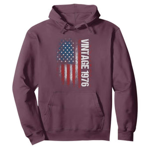 1976 Distressed American Flag Hoodie Patriotic 50th Birthday Graphic TS02 Maroon Print Your Wear
