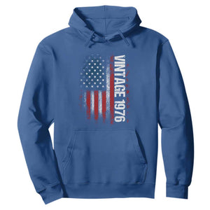 1976 Distressed American Flag Hoodie Patriotic 50th Birthday Graphic TS02 Royal Blue Print Your Wear