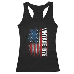 1976 Distressed American Flag Racerback Tank Top Patriotic 50th Birthday Graphic TS02 Black Print Your Wear