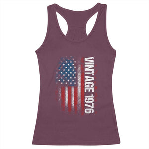 1976 Distressed American Flag Racerback Tank Top Patriotic 50th Birthday Graphic TS02 Maroon Print Your Wear