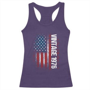 1976 Distressed American Flag Racerback Tank Top Patriotic 50th Birthday Graphic TS02 Purple Print Your Wear