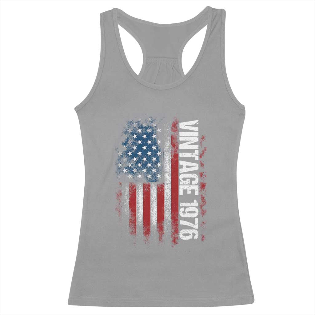 1976 Distressed American Flag Racerback Tank Top Patriotic 50th Birthday Graphic TS02 Sport Gray Print Your Wear