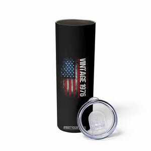 1976 Distressed American Flag Skinny Tumbler Patriotic 50th Birthday Graphic TS02 Print Your Wear