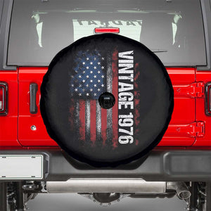 1976 Distressed American Flag Spare Tire Cover Patriotic 50th Birthday Graphic TS02 Black Print Your Wear