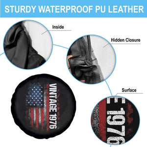 1976 Distressed American Flag Spare Tire Cover Patriotic 50th Birthday Graphic TS02 Print Your Wear