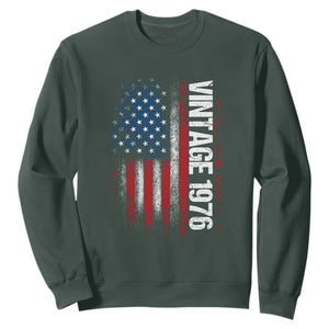 1976 Distressed American Flag Sweatshirt Patriotic 50th Birthday Graphic TS02 Dark Forest Green Print Your Wear