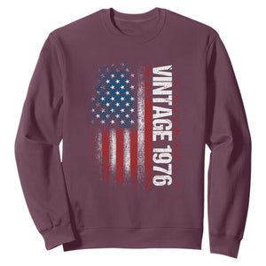 1976 Distressed American Flag Sweatshirt Patriotic 50th Birthday Graphic TS02 Maroon Print Your Wear