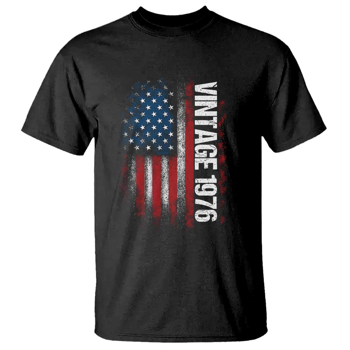 1976 Distressed American Flag T Shirt Patriotic 50th Birthday Graphic TS02 Black Print Your Wear