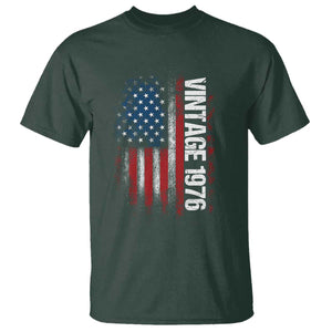 1976 Distressed American Flag T Shirt Patriotic 50th Birthday Graphic TS02 Dark Forest Green Print Your Wear