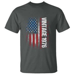 1976 Distressed American Flag T Shirt Patriotic 50th Birthday Graphic TS02 Dark Heather Print Your Wear