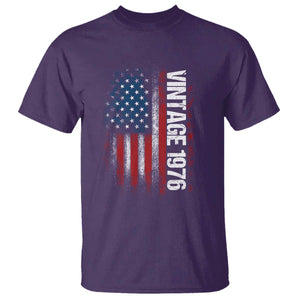 1976 Distressed American Flag T Shirt Patriotic 50th Birthday Graphic TS02 Purple Print Your Wear