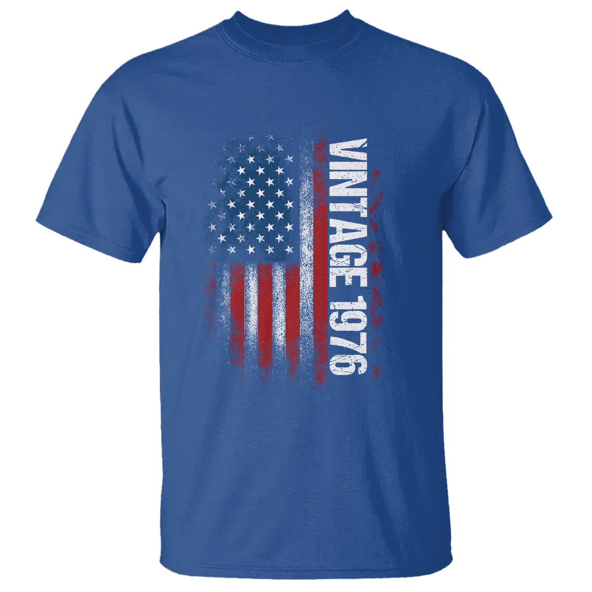 1976 Distressed American Flag T Shirt Patriotic 50th Birthday Graphic TS02 Royal Blue Print Your Wear