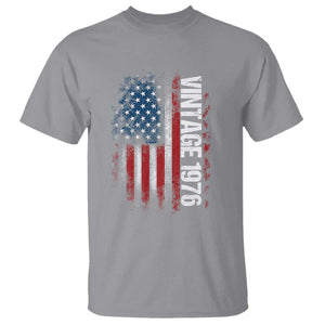 1976 Distressed American Flag T Shirt Patriotic 50th Birthday Graphic TS02 Sport Gray Print Your Wear