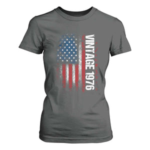 1976 Distressed American Flag T Shirt For Women Patriotic 50th Birthday Graphic TS02 Dark Heather Print Your Wear