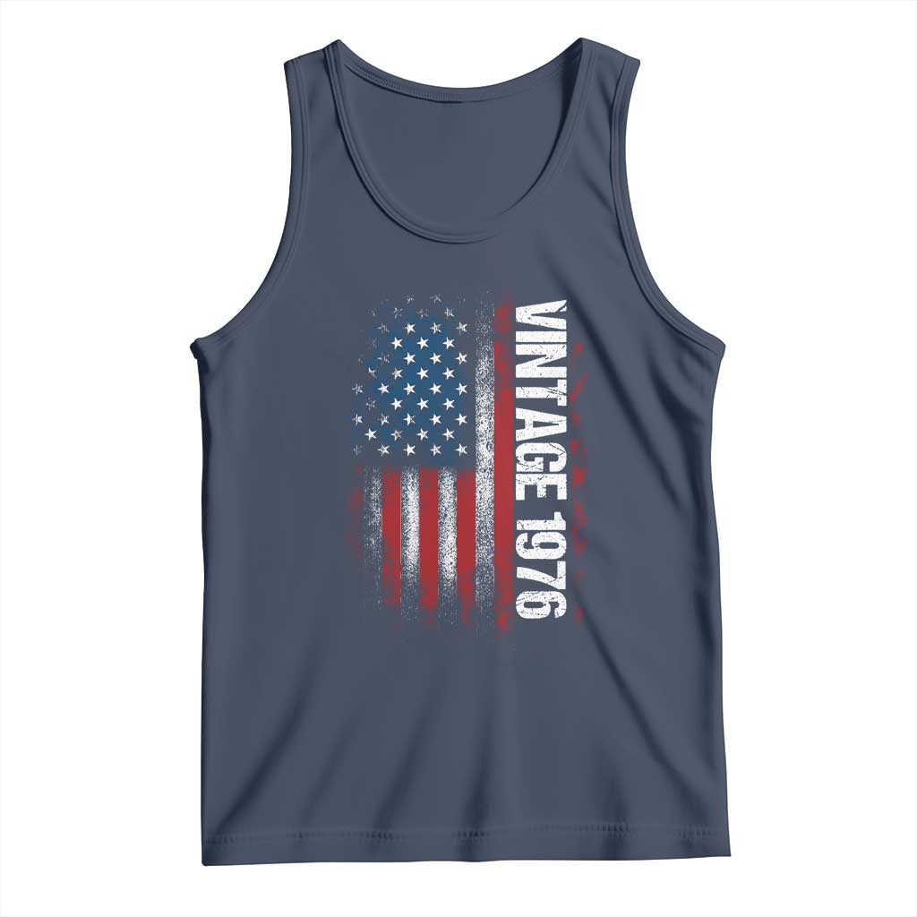 1976 Distressed American Flag Tank Top Patriotic 50th Birthday Graphic TS02 Navy Print Your Wear