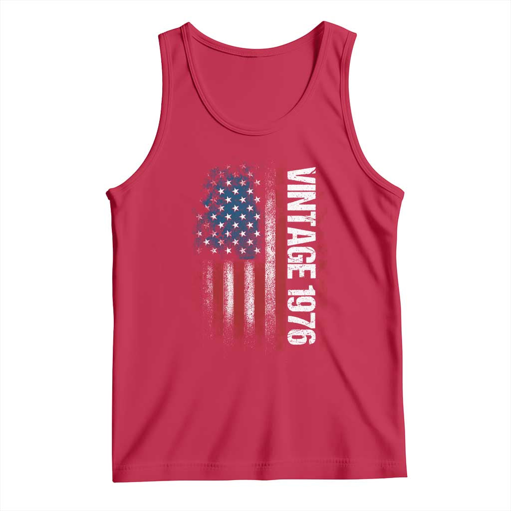 1976 Distressed American Flag Tank Top Patriotic 50th Birthday Graphic TS02 Red Print Your Wear