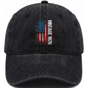 1976 Distressed American Flag Washed Cotton Baseball Cap Patriotic 50th Birthday Graphic TS02 Print Your Wear