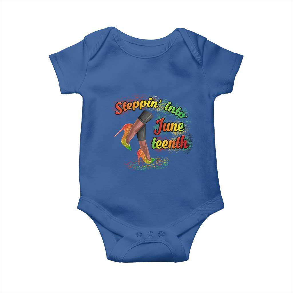 Stepping Into Juneteenth Baby Onesie High Heels African American Black History TS02 Royal Blue Print Your Wear