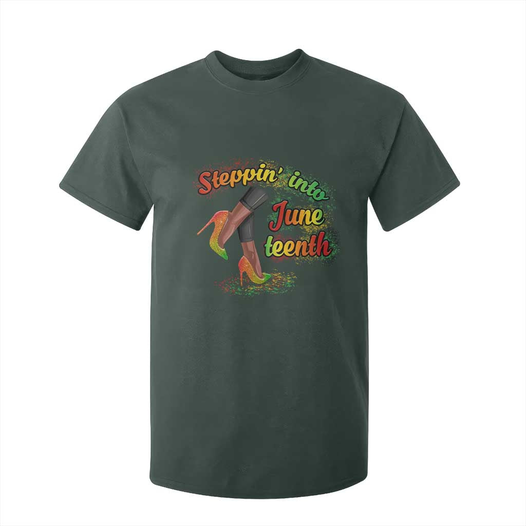 Stepping Into Juneteenth T Shirt For Kid High Heels African American Black History TS02 Dark Forest Green Print Your Wear