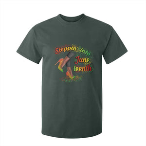 Stepping Into Juneteenth T Shirt For Kid High Heels African American Black History TS02 Dark Forest Green Print Your Wear