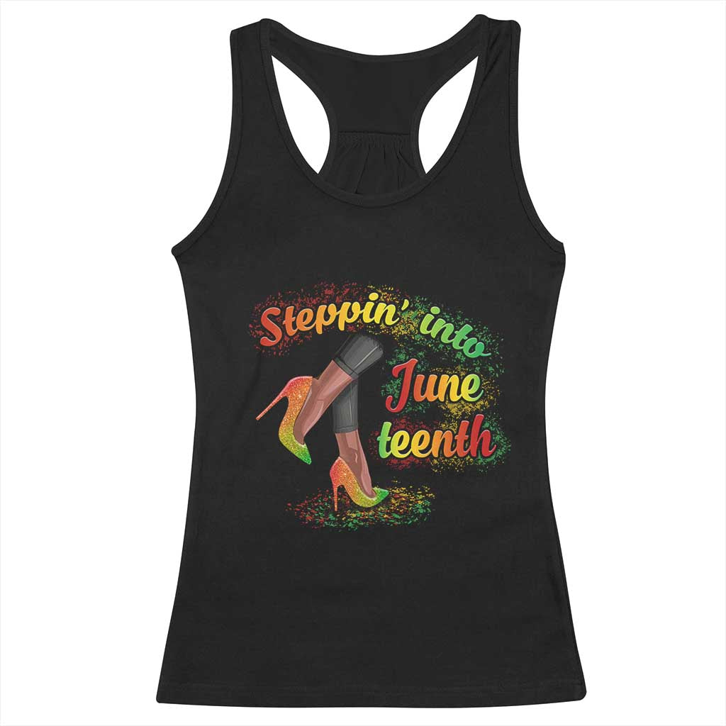 Stepping Into Juneteenth Racerback Tank Top High Heels African American Black History TS02 Black Print Your Wear