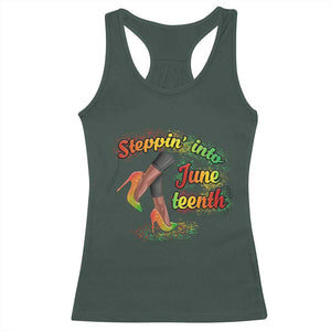 Stepping Into Juneteenth Racerback Tank Top High Heels African American Black History TS02 Dark Forest Green Print Your Wear