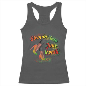 Stepping Into Juneteenth Racerback Tank Top High Heels African American Black History TS02 Dark Heather Print Your Wear