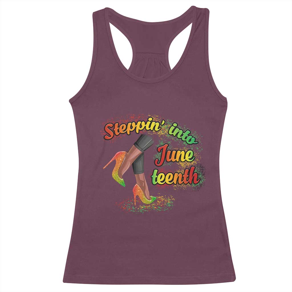 Stepping Into Juneteenth Racerback Tank Top High Heels African American Black History TS02 Maroon Print Your Wear