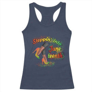 Stepping Into Juneteenth Racerback Tank Top High Heels African American Black History TS02 Navy Print Your Wear