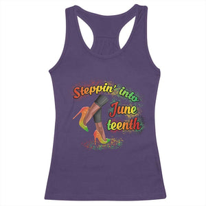 Stepping Into Juneteenth Racerback Tank Top High Heels African American Black History TS02 Purple Print Your Wear