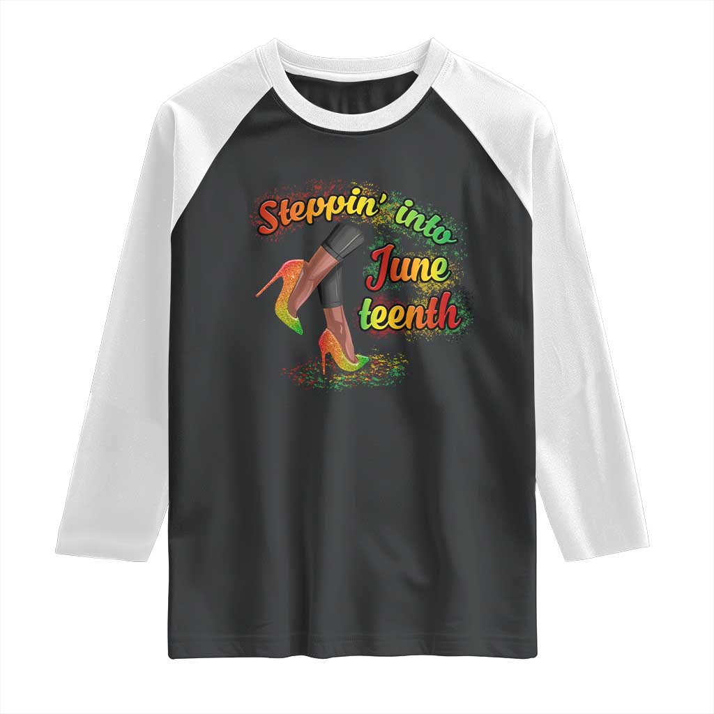 Stepping Into Juneteenth Raglan Shirt High Heels African American Black History TS02 Black White Print Your Wear