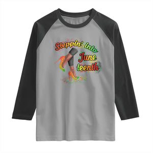 Stepping Into Juneteenth Raglan Shirt High Heels African American Black History TS02 Sport Gray Black Print Your Wear