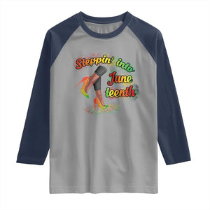Stepping Into Juneteenth Raglan Shirt High Heels African American Black History TS02 Sport Gray Navy Print Your Wear