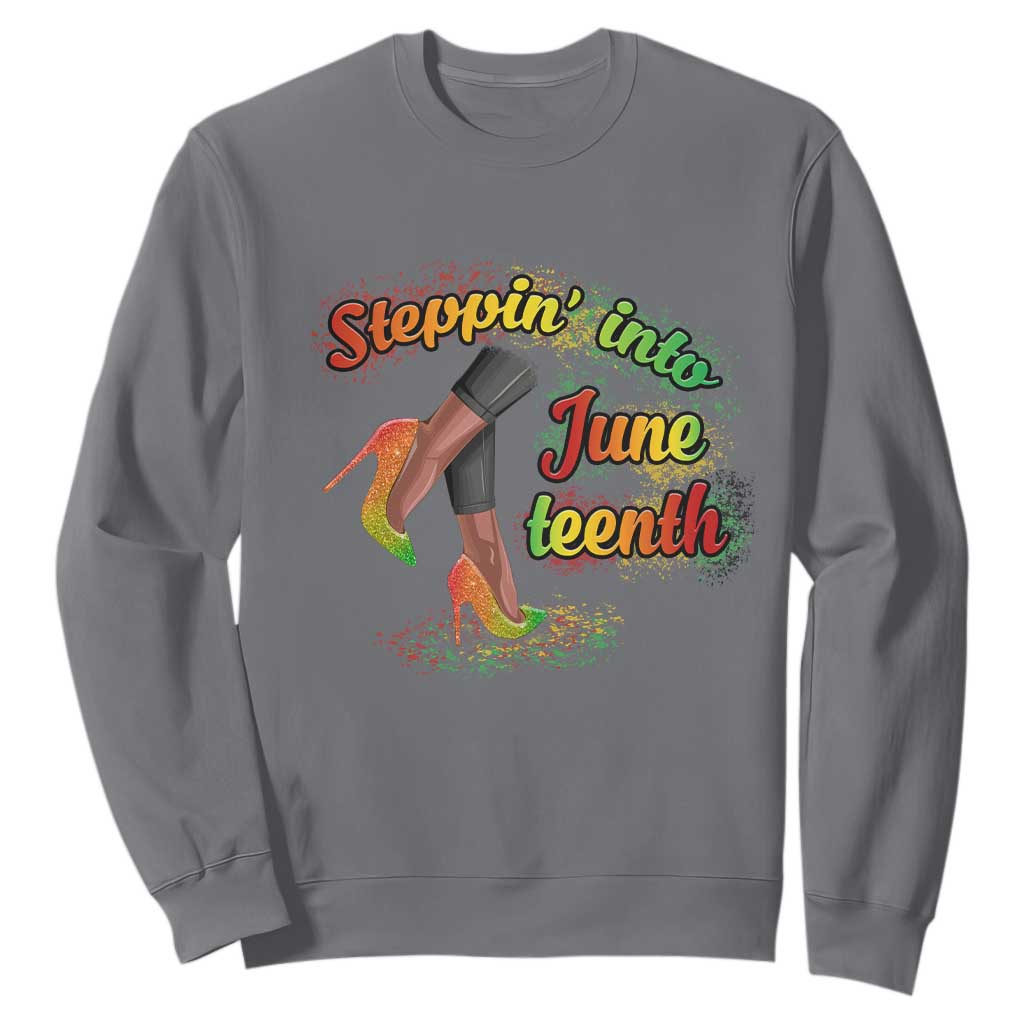Stepping Into Juneteenth African American Black History Sweatshirt TS02 Charcoal Printyourwear