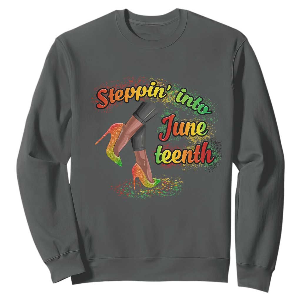 Stepping Into Juneteenth African American Black History Sweatshirt TS02 Dark Heather Printyourwear
